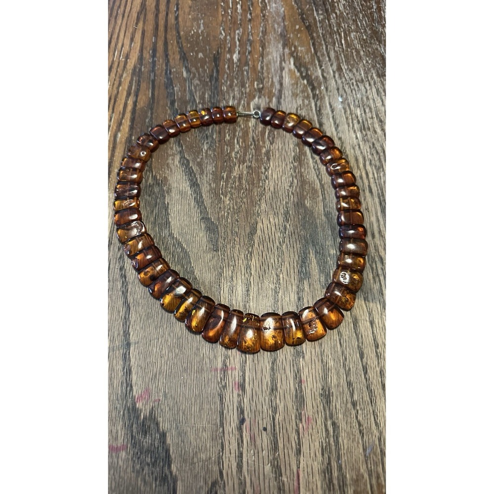 Vintage Baltic Amber Cleopatra Necklace 49 Pcs UV Tested Genuine Cognac 17" - Picture 1 of 11